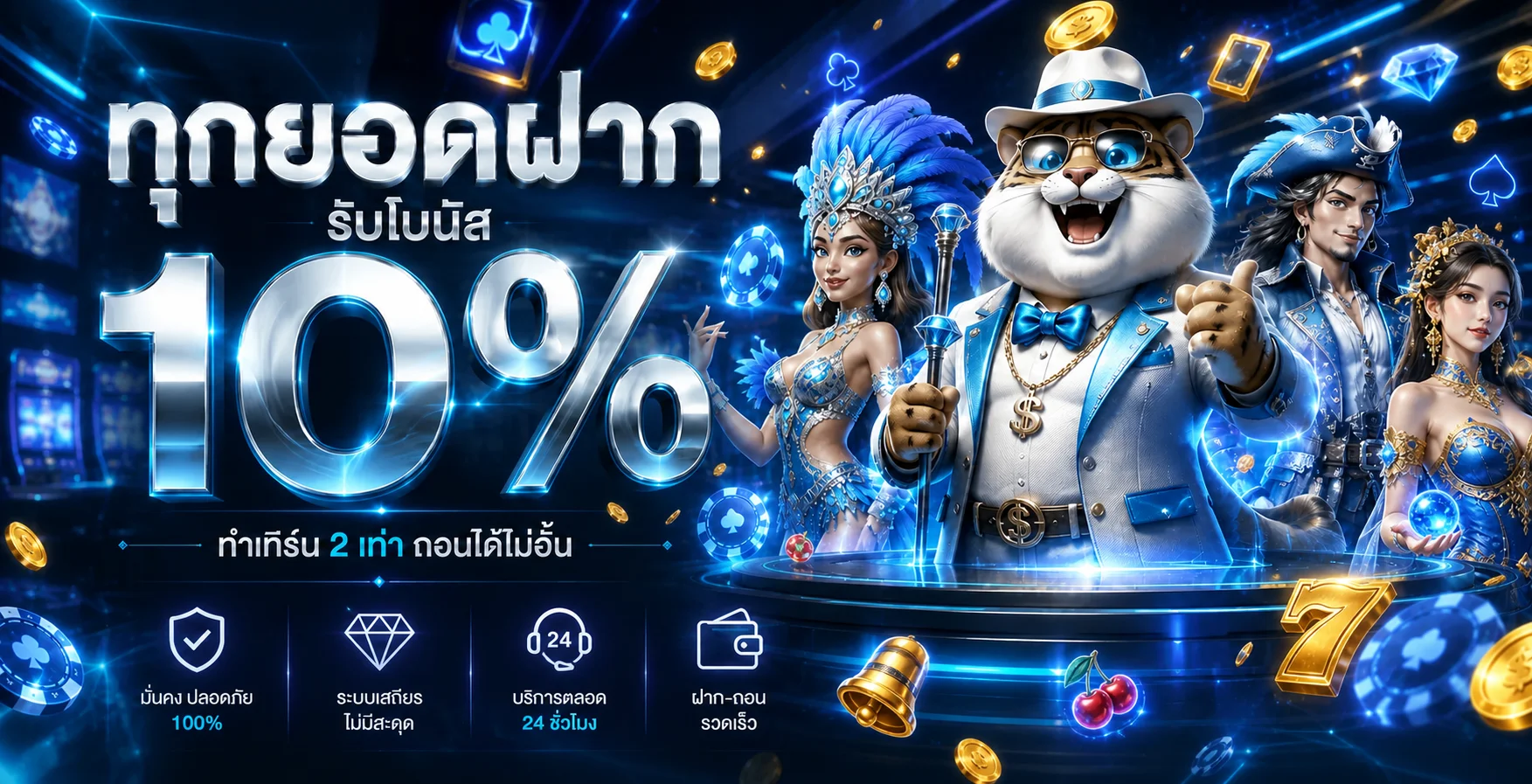 แบนเนอร์โบนัส LOYFAH88 พร้อมตัวละครสไตล์สล็อต PG
